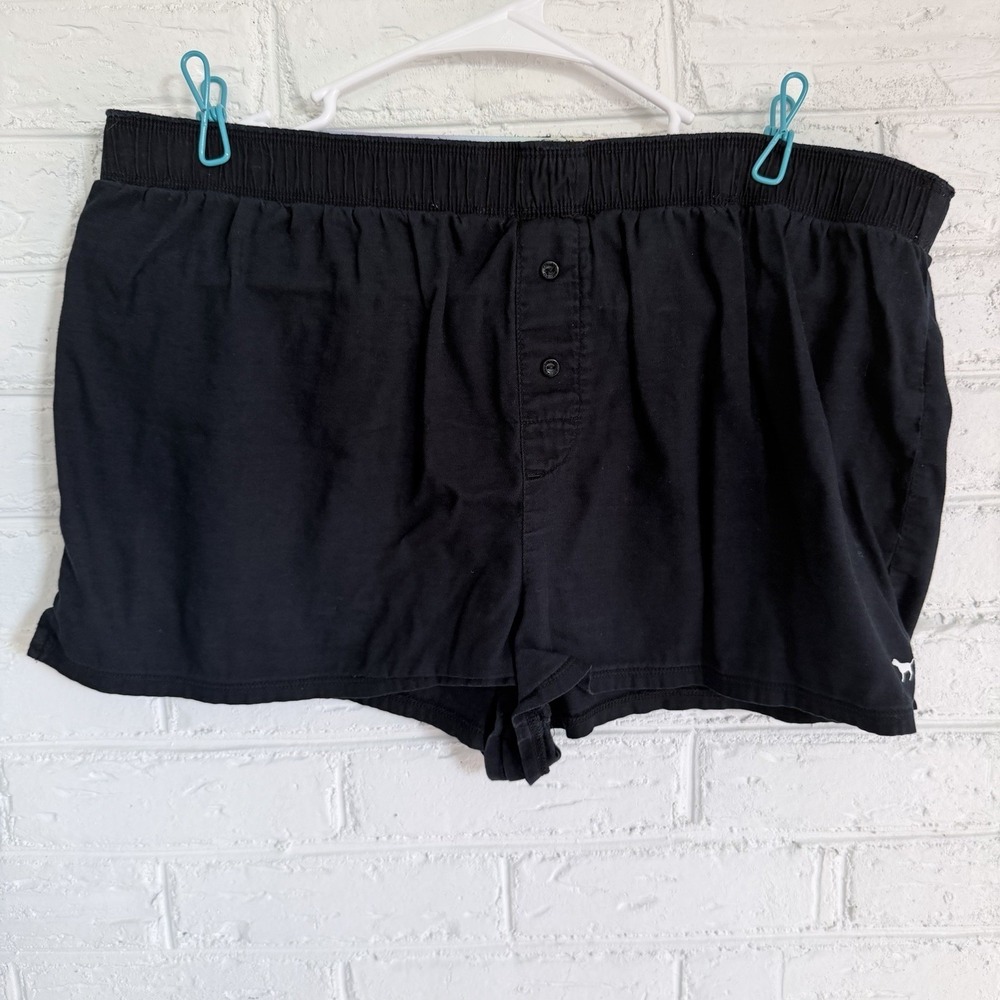 PINK Victorias Secret Sleep Shorts Large Adult Black High Rise Pull On Womens L